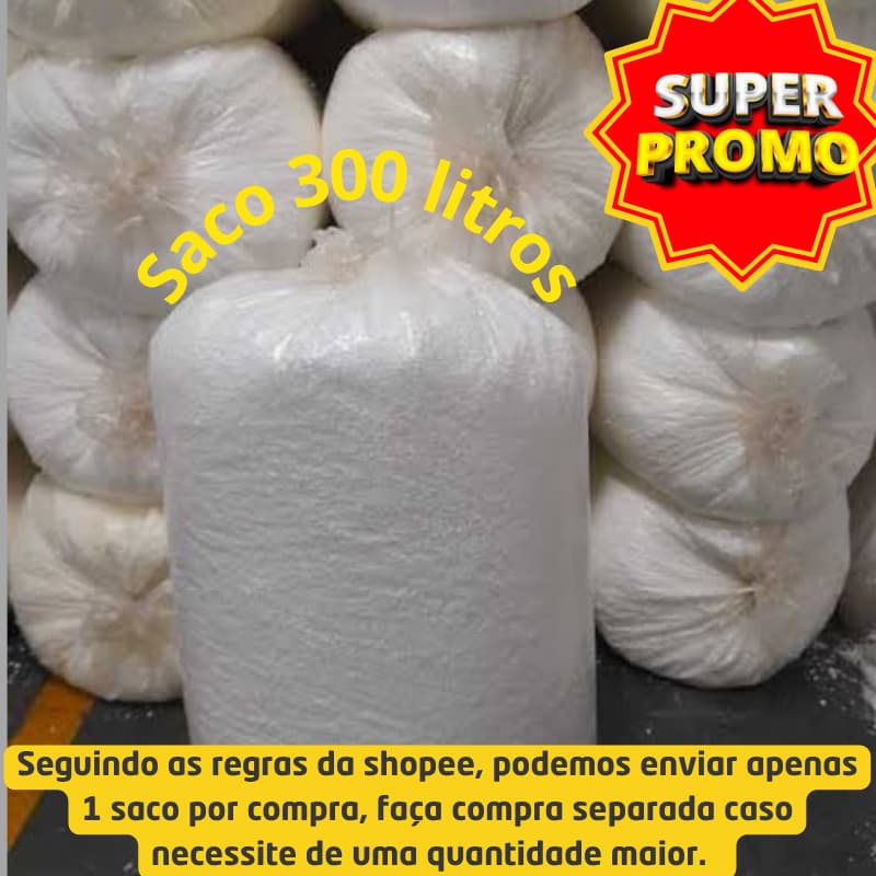 Flocos de isopor 300 litros para Enchimento de Puff, Almofadas, Estofados, Concreto Leve e Artesanato