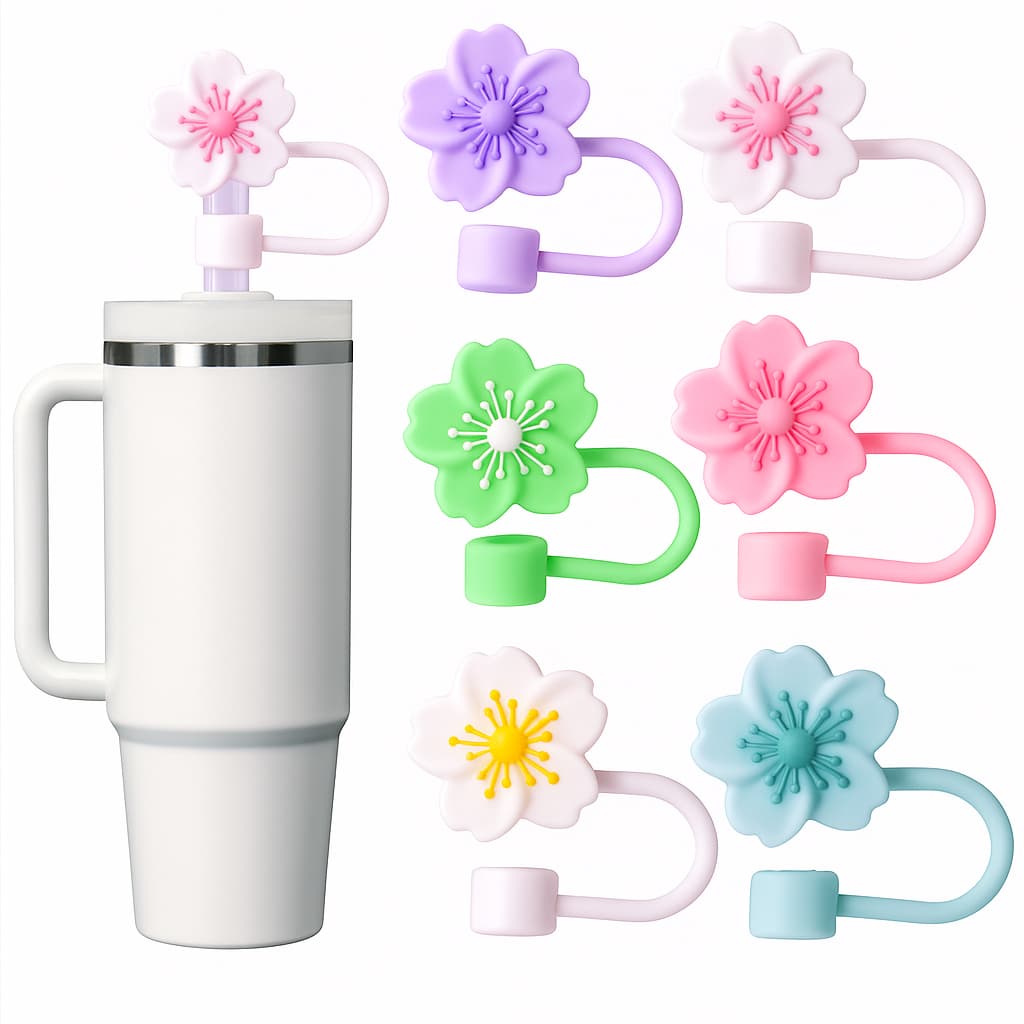 Tampa de Canudo 10mm para Copo 1200ml em Silicone Flor Diversas Cores