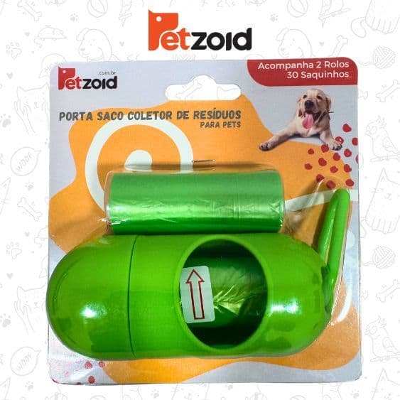 Kit Saquinho Higiênico Cata Caca Suporte + 2 Rolos Saquinhos Higienicos Pet Cachorro Cão Gatos