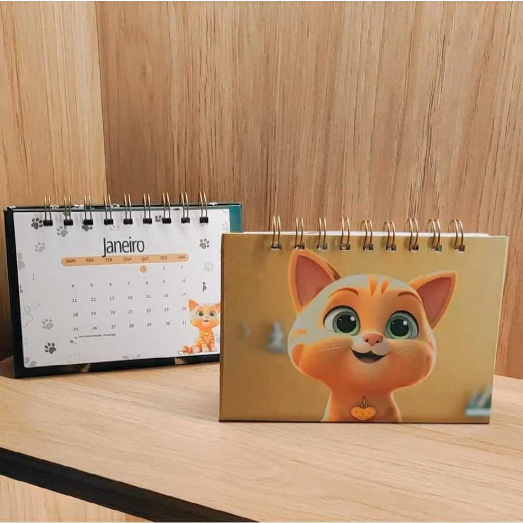 Calendario 2026 tamanho A6 Gatos Felinos