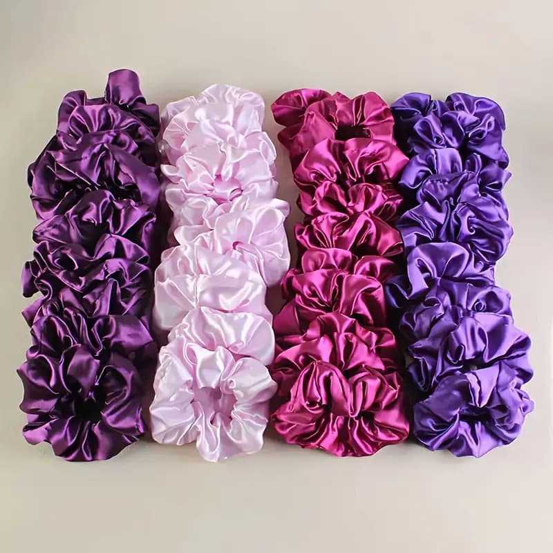 Kit 6/15/30 Xuxinha de Cetim Scrunchies Anti Frizz Rabicó Buchinha Laço Elástico Acessório de Cabelo