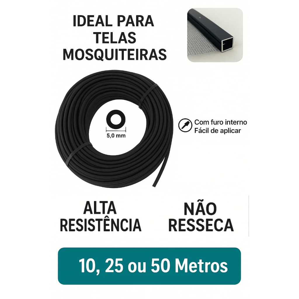 Borracha Cordão Para Tela Mosquiteira 5mm Gua-006