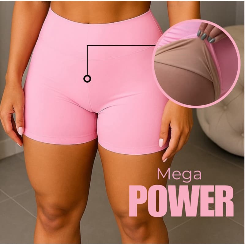 Shorts Mega Power Academia Feminino Cós Alto Zero Transparência Com Forro