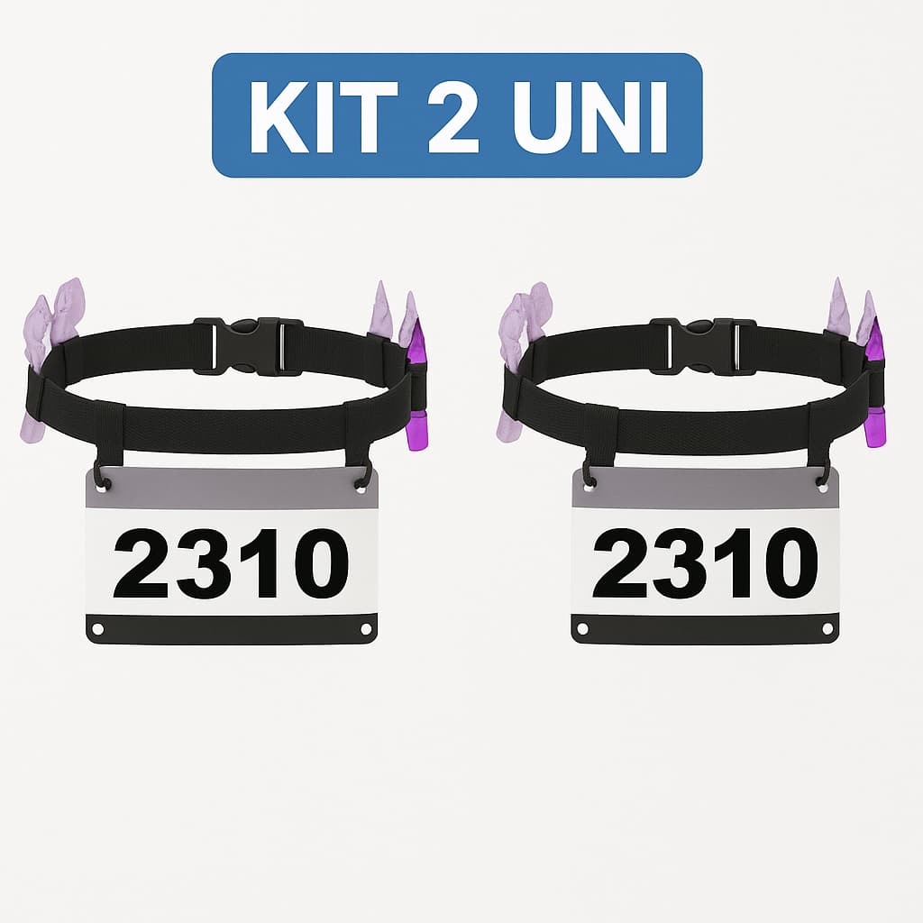 Kit 2 Unidades Cinto Porta Número Corrida, Triathlon e Ciclismo Suporte Gel Carbo, Ajustável