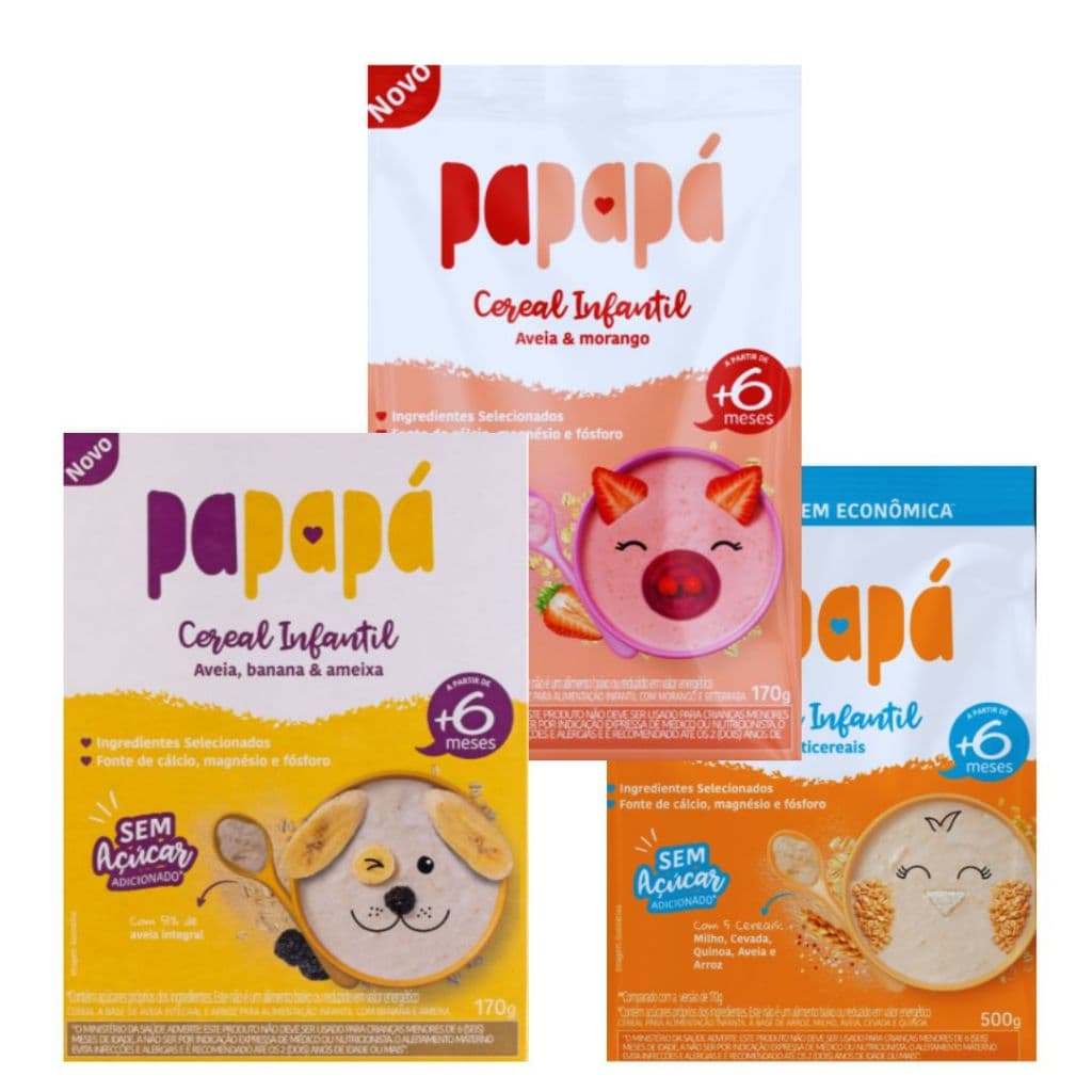 Kit Introdução Alimentar Cereal Infantil Natural Papapa - 3 Sachês De 170g Cada