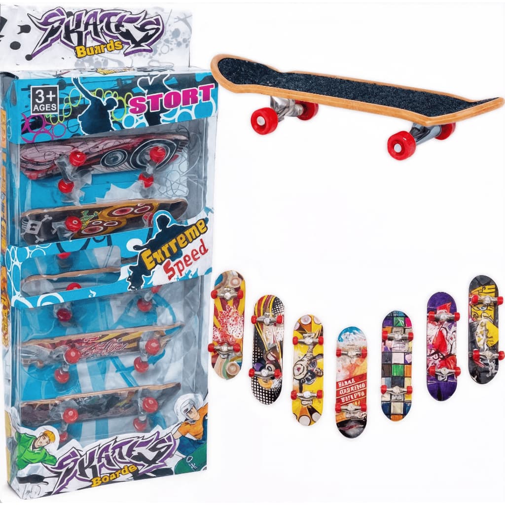 Kit 5 Skate De Dedo Com Lixa Fingerboard Truck Metal
