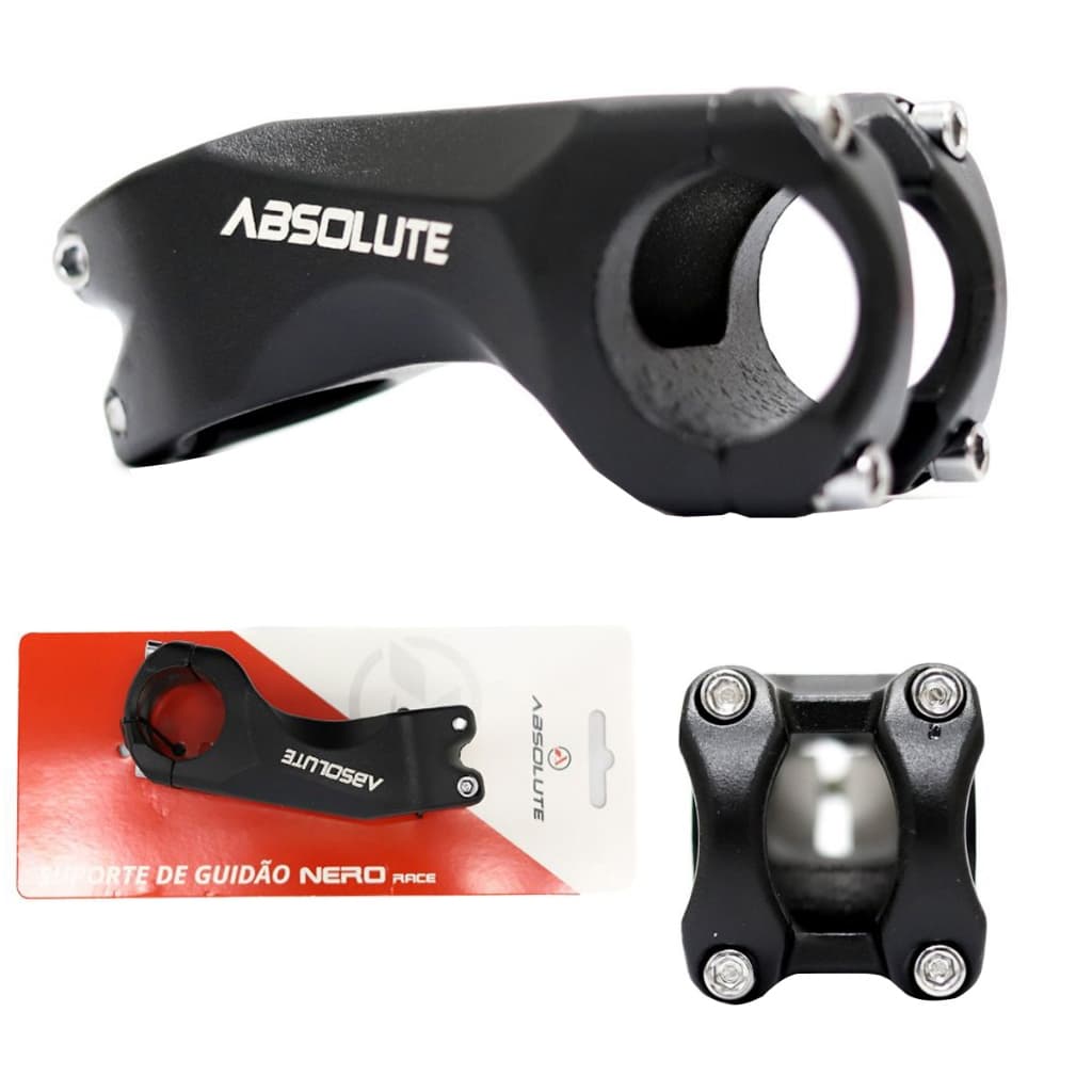 Mesa avanço suporte de guidão Absolute 31.8x80x17graus negativa de aluminio preto MTB/Speed