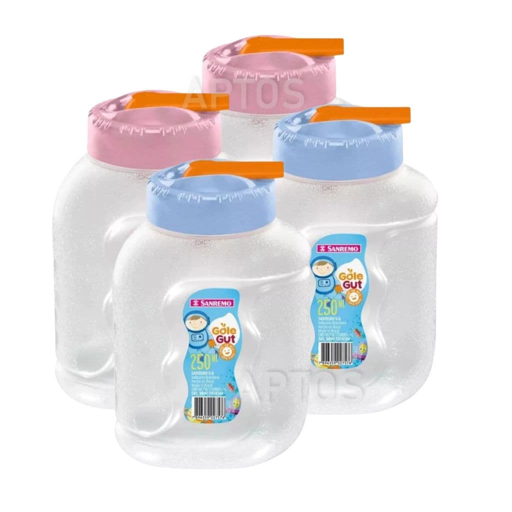 Kit 2 Garrafinhas Para Lancheira Pequena Escolar Bico Plástico 250ml Gole Gut Sanremo Garrafa - 2Un.