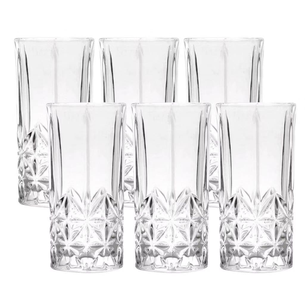 Jogo de Copo Casa Ambiente Vidro 6 Pçs 360ml Requinte Transparente