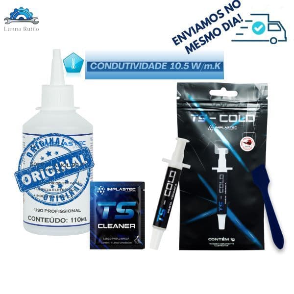 Pasta Térmica TS-COLD 1g + Cleaner, Espátula e Lenço | 10.5W/m·K p/ CPU, GPU, PS4, Notebook, Xbox