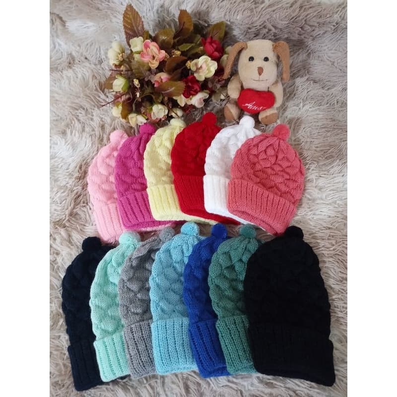 Kit 3 Toucas Tricô Bebê Recém Nascido Barra Dobrada