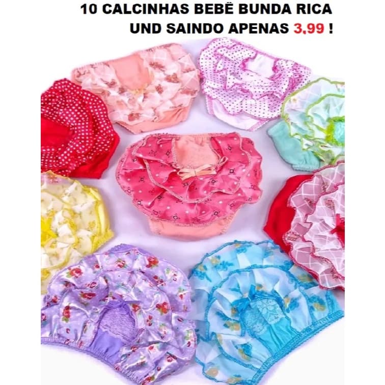 Kit 1 ao 10 Calcinhas Infantil Bunda Rica