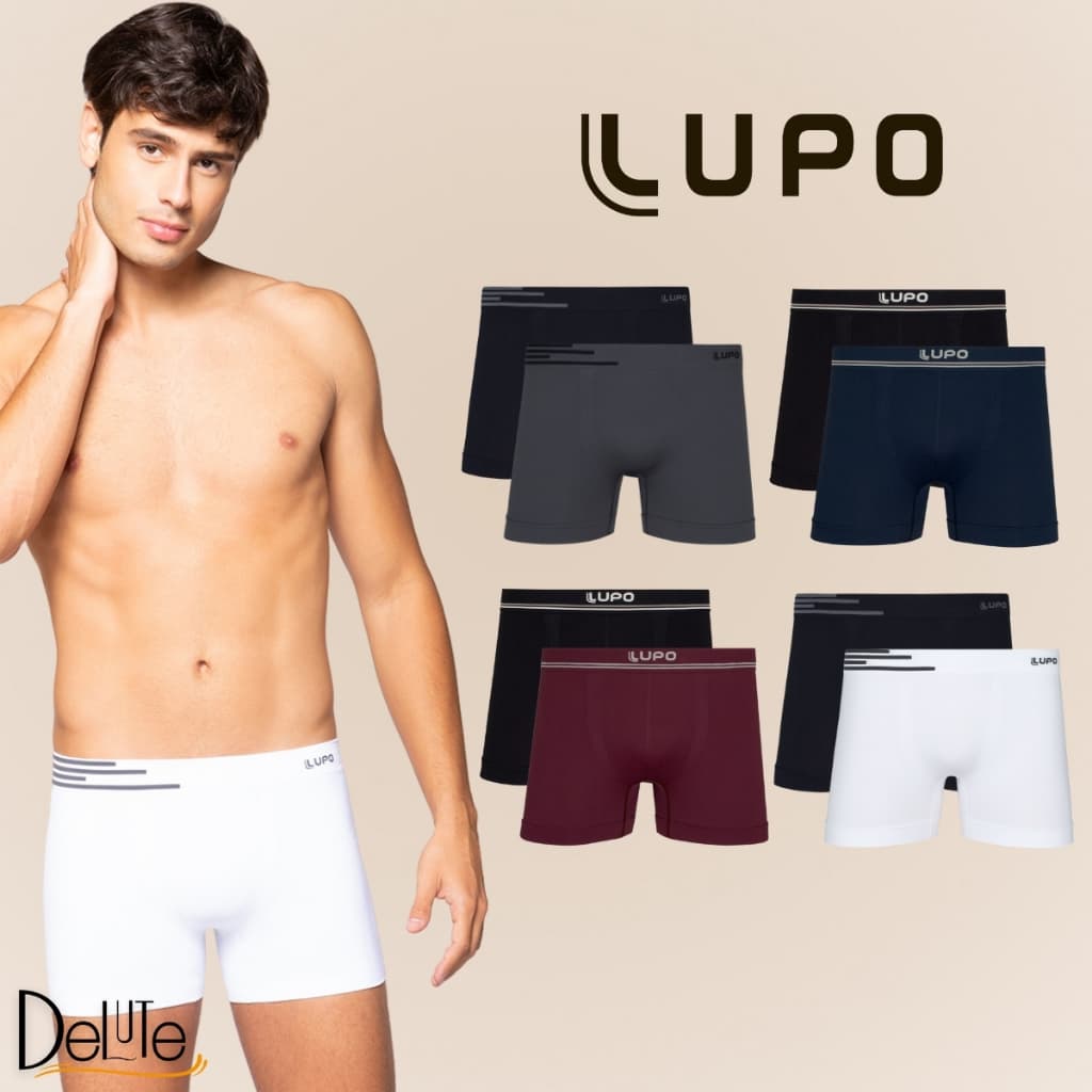Kit De 2 Cuecas Originais Lupo Basic Boxer Box Microfibra Sem Costura