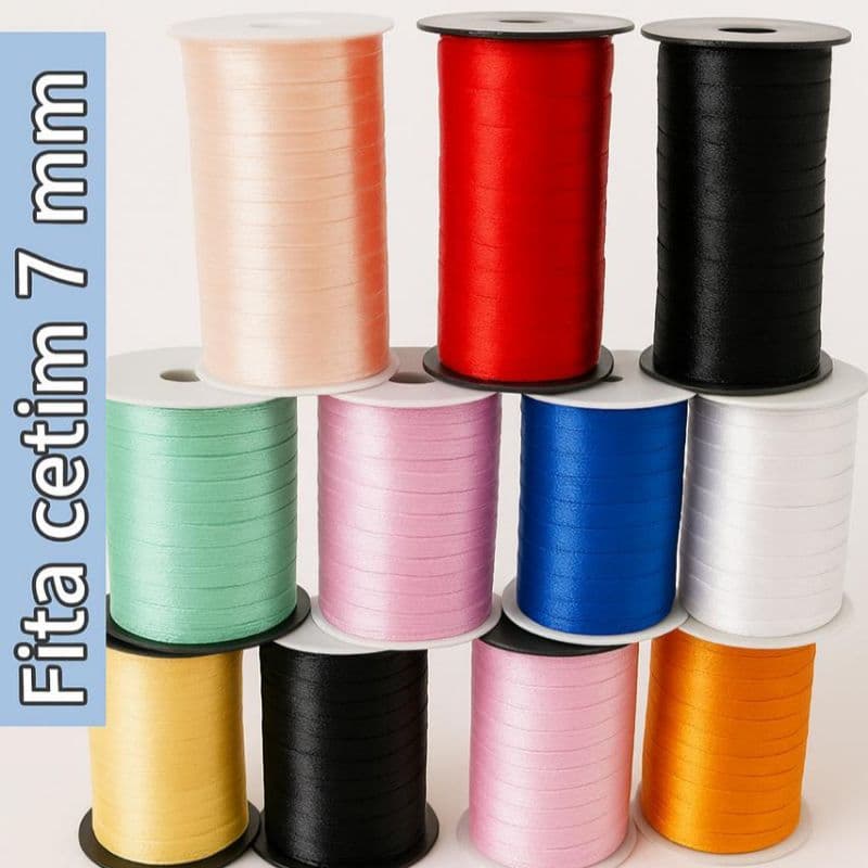 Fita de Cetim 7mm - Rolo 100 metros