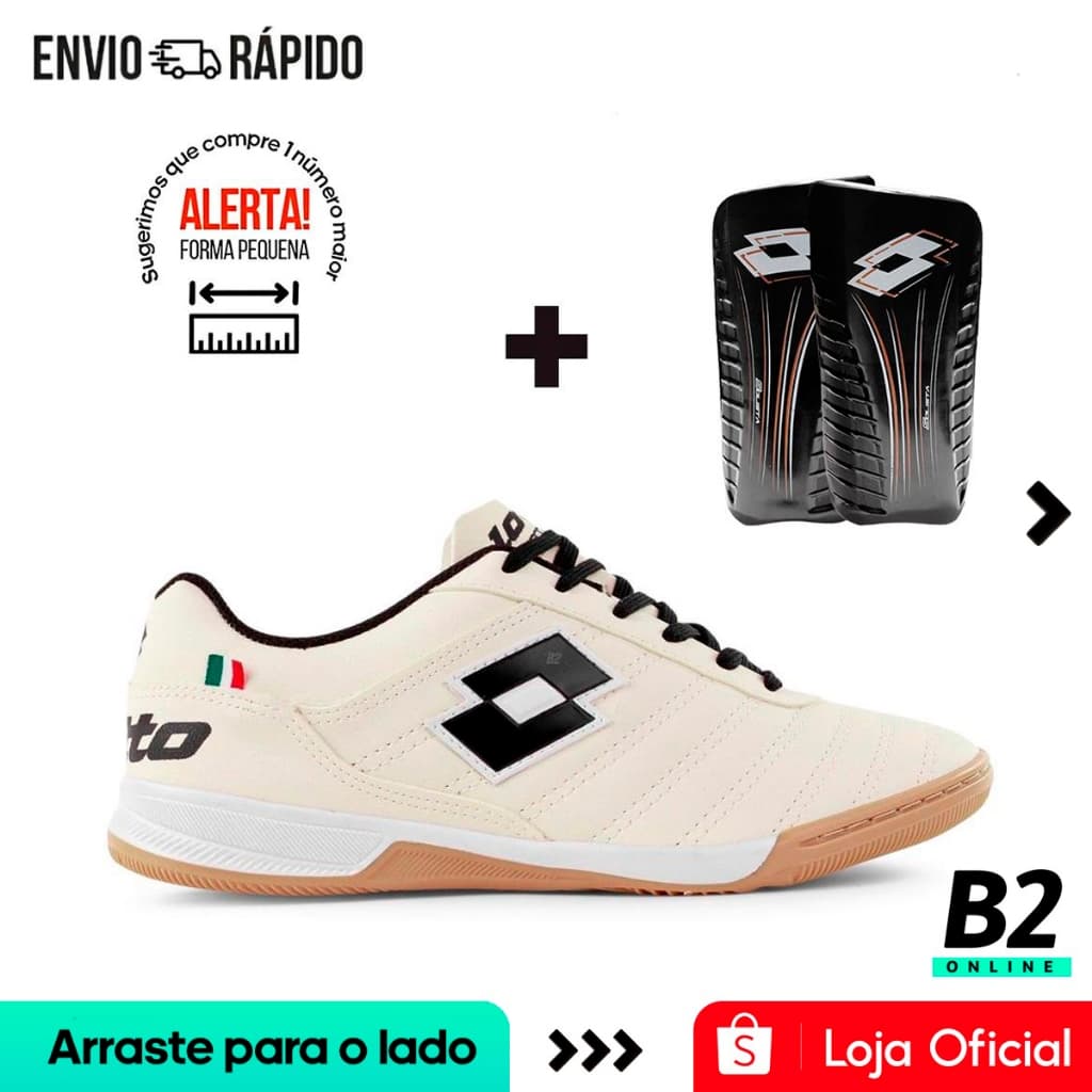 Chuteira Futsal Lotto Stadio Classic B700 Masculina + Caneleira Original com Nota Fiscal e Garantia