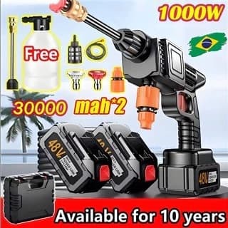 Lavadora de Alta Pressão Sem Fio Portátil Recarregável Carros e Jardins Pistola Lavajato Residêncial Bivolt