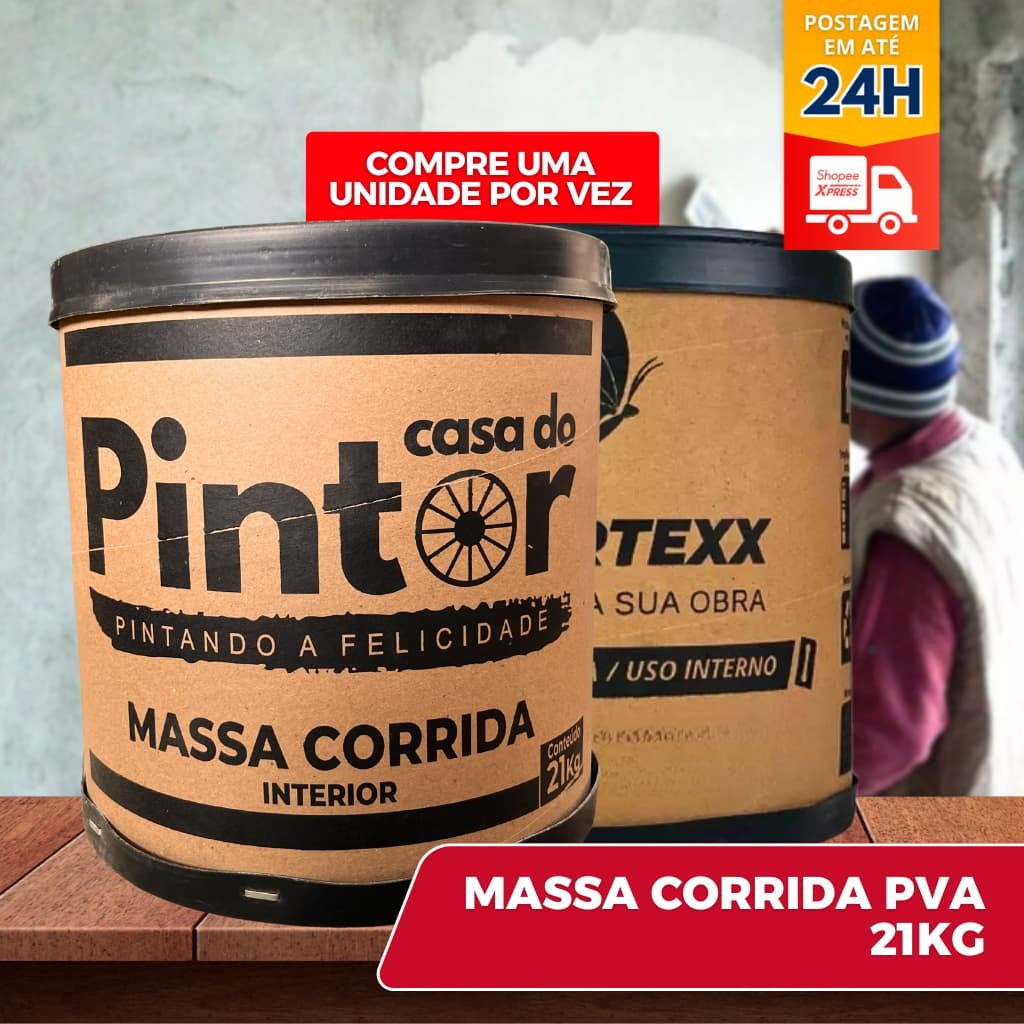Massa Corrida Premium Pva 21kg Acabamento Nivelador Fácil Aplicação Colortexx/Imperio branca parede