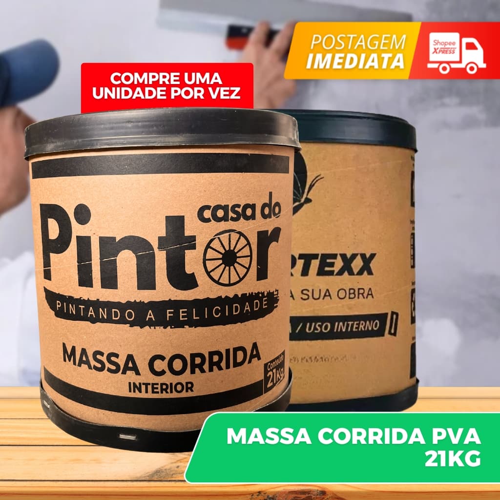Massa Corrida Premium Pva 21kg Acabamento Fácil Aplicação Colortexx/Imperio branca parede