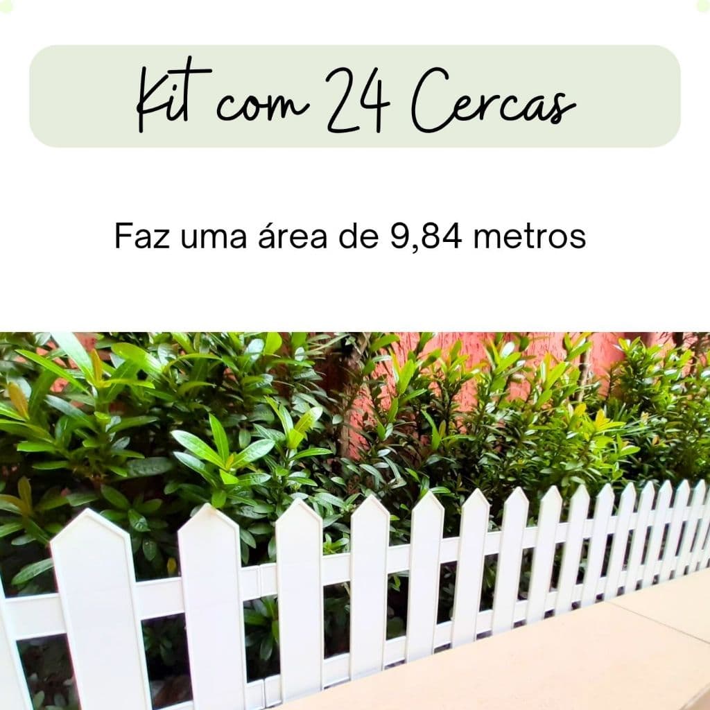 Kit com 24 Cercas Plásticas de Jardim Branca - Modelo Inglês.