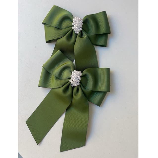 Laço para daminha bordado Verde Oliva unidade