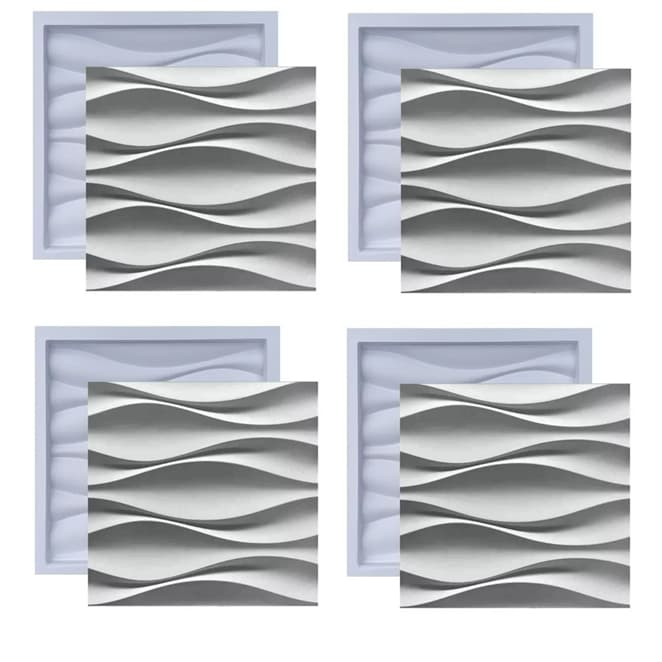 Forma 3D Para Gesso 4 PÇS Modelo Dunas 30x30cm