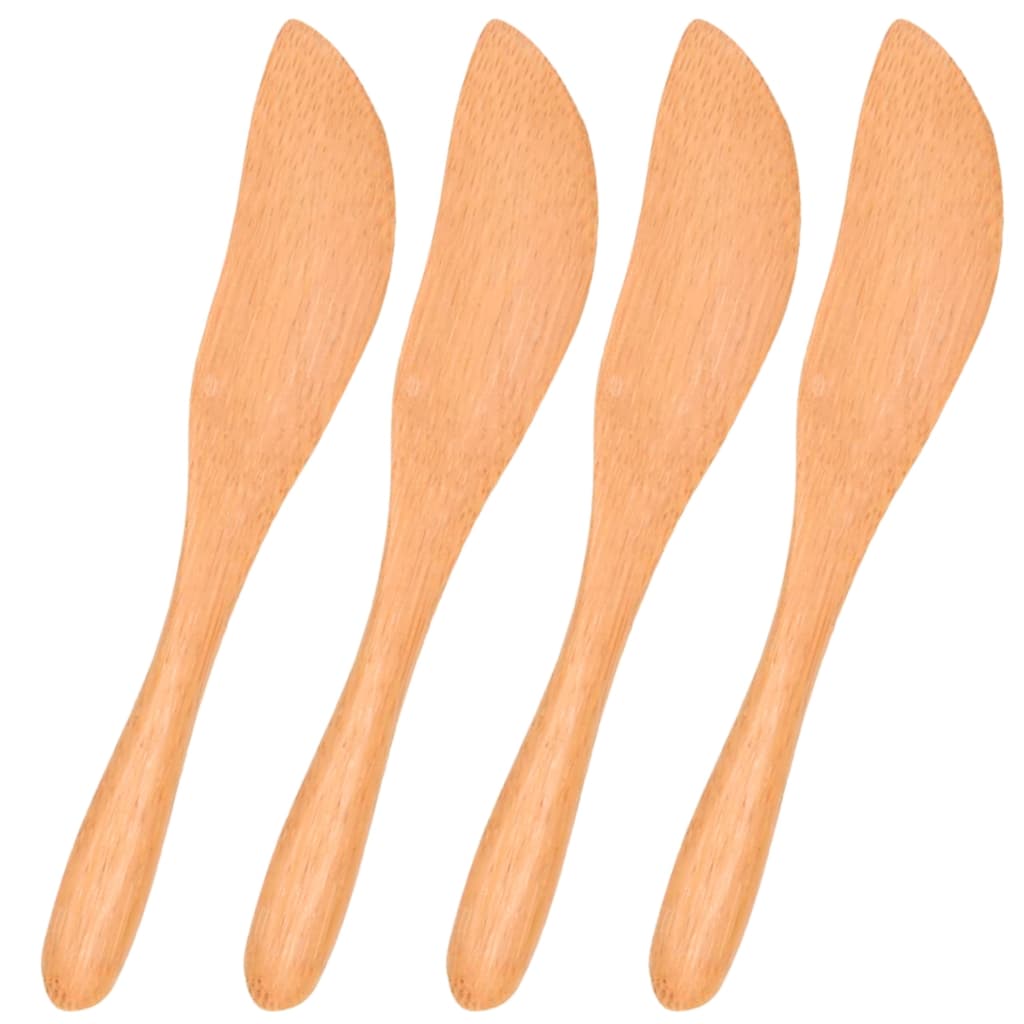 Conjunto com 4 Espátulas Pá de Patê em Bambu 10cm