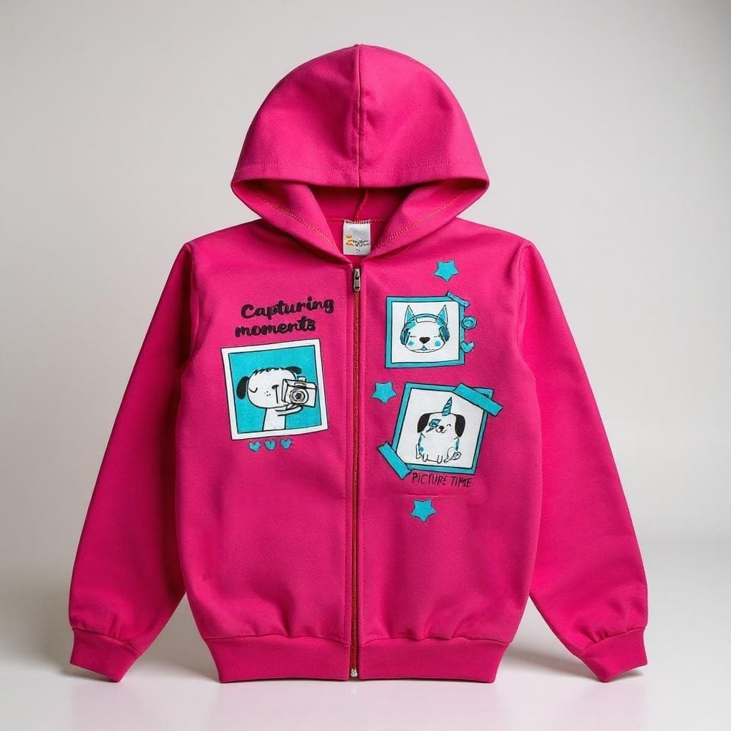 Jaqueta Infantil Menina Moletom Blusão Capuz E Zíper Casaco Inverno