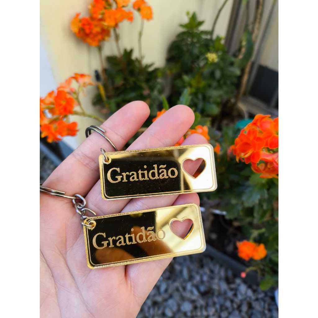 Lembrancinha Chaveiro (ACRILICO) Gratidão Coração Vazado