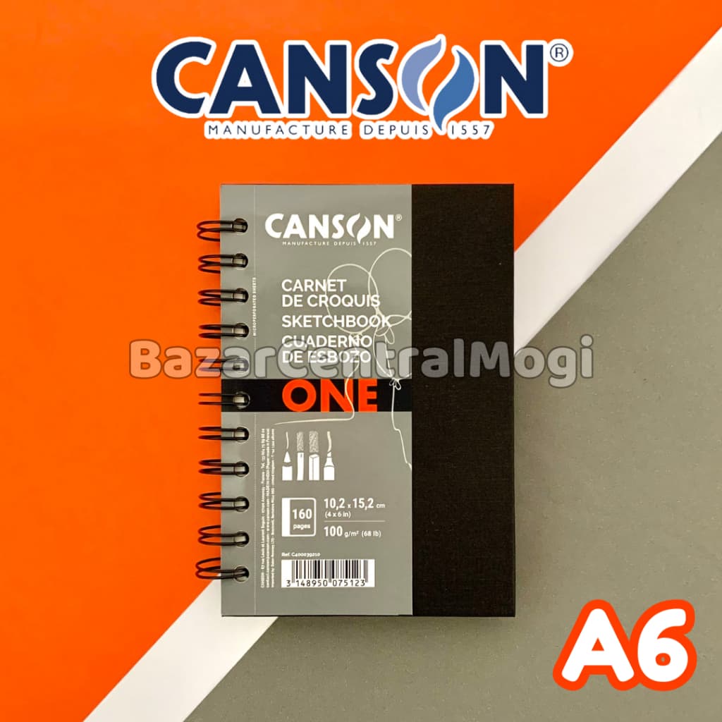 Bloco Sketchbook Caderno Espiral A6 Canson One 98 Folhas 100g sem Pauta