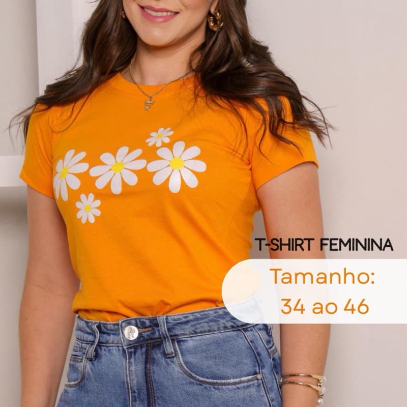 T-shirt Blusa Feminina estampa floral 100% Algodão