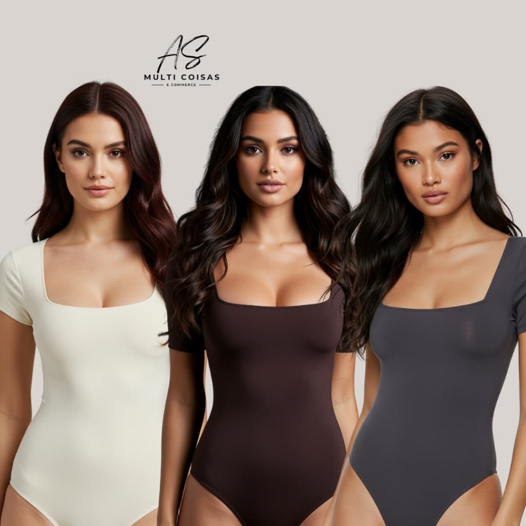 Body Manga Curta - Tecido Suplex Confortável Moda Feminina Básico Dia a Dia Faculdade 3/1