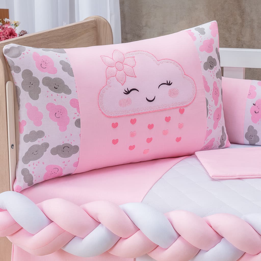 Kit Berço Menina Menino Nuvem 11 Peças Padrão Americano e Nacional - A Pronta Entrega