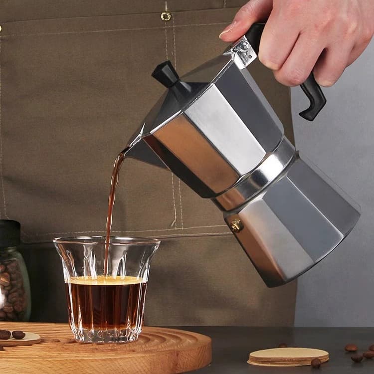 Cafeteira Italiana de Alumínio Aço Decorado Top Cafeteira Rápida PARA Café em Casa e Bares