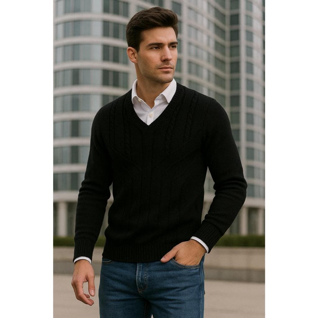 Sueter gola V social terno blusa frio moletom casaco masculino