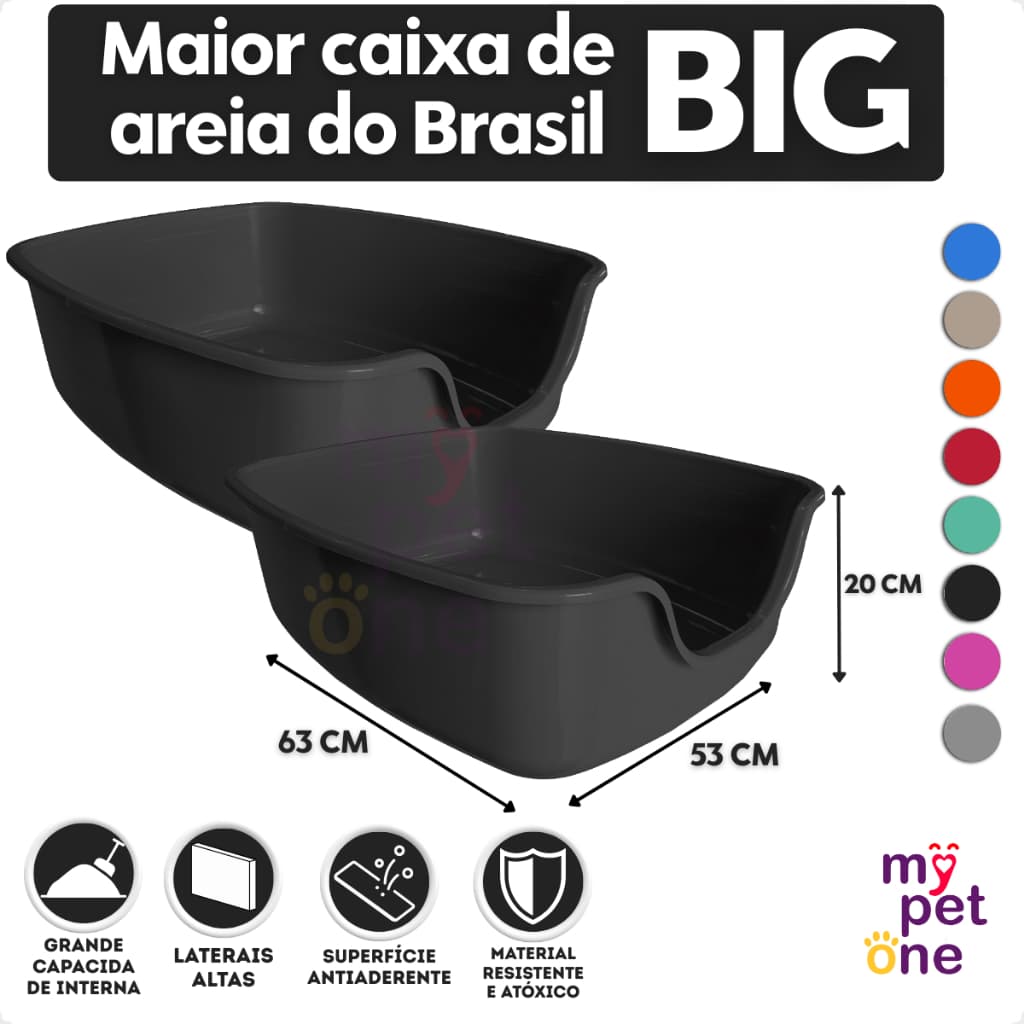 Kit 2 Caixa de Areia para Gatos Funda Big Alvorada Pet - Black