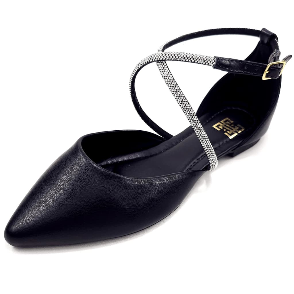 Sandália Feminina Rasteirinha Salomé com Strass Brilhante