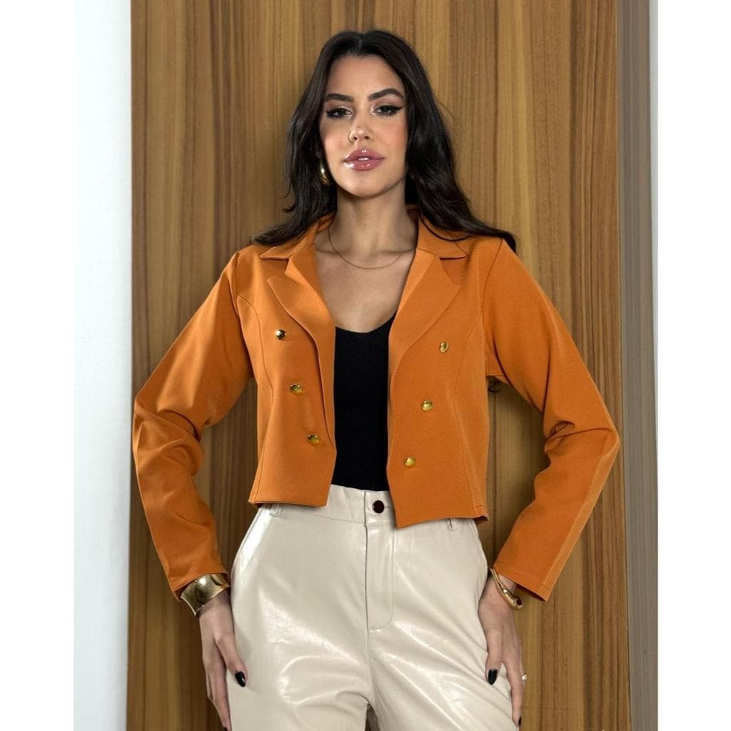 Blazer Feminino Casaquinho Alfaiataria Casaco Social Com Botão Super Lindo