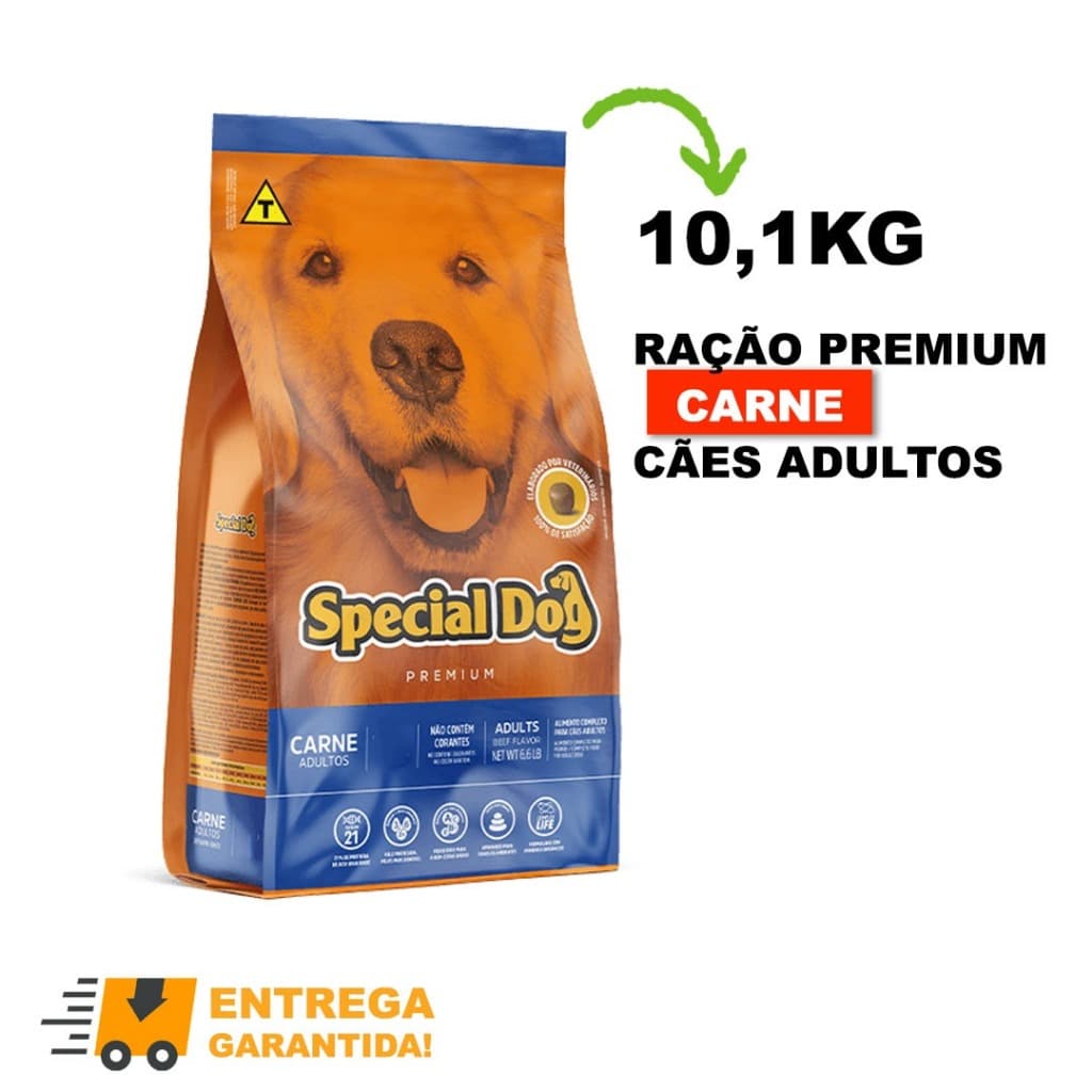 Ração Special Dog Cães/Cachorro 21% de Proteína Adultos Todas as Raças 10kg Sabor Carne-Envio Imediato