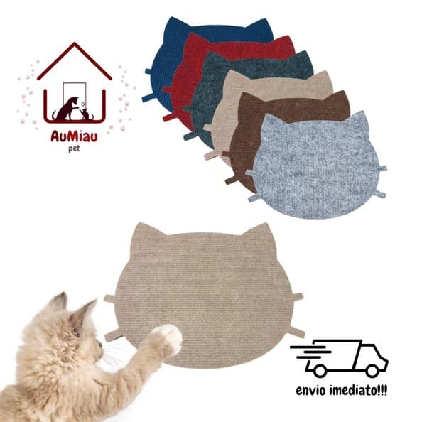 Arranhador Adesivo Carinha de Gato em Carpete Premium. 25X30CM