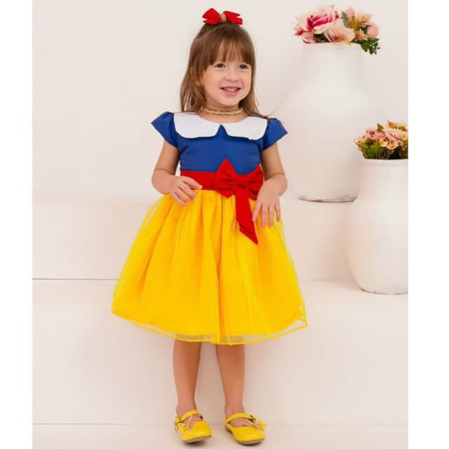 Vestido Branca de Neve Infantil | Roupa Princesa