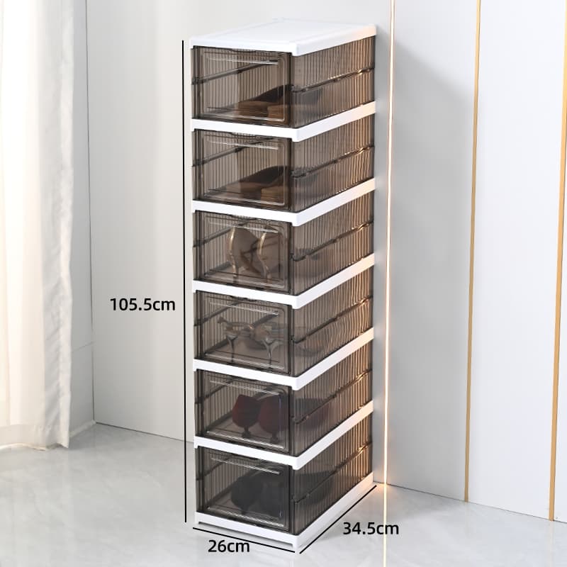 KIT  Caixa De Sapato Dobrável Armazenamento Transparentes Sapateira Empilhável Prova De Poeira