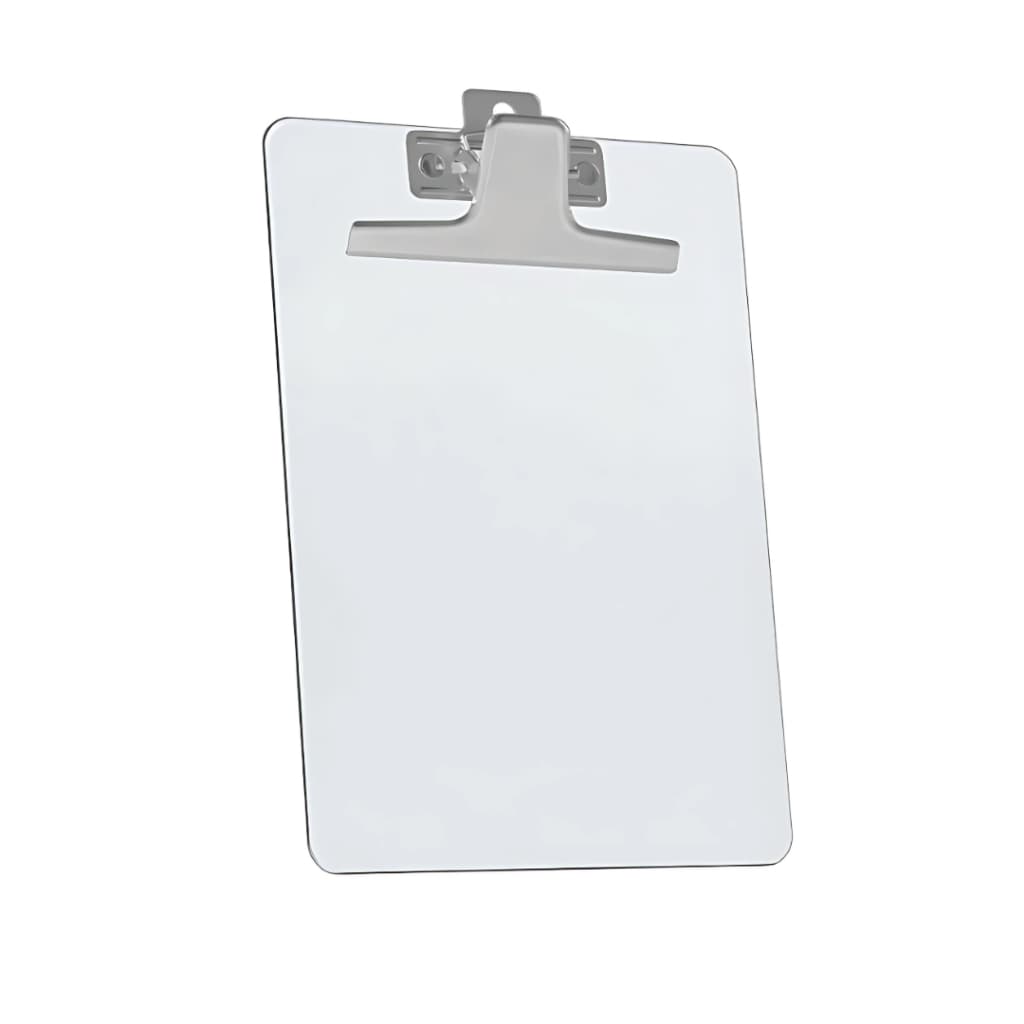 Prancheta Pequena Tamanho A5 Transparente 1/2 Oficio Resistente Com Prendedor Metalico (Cristal) 920
