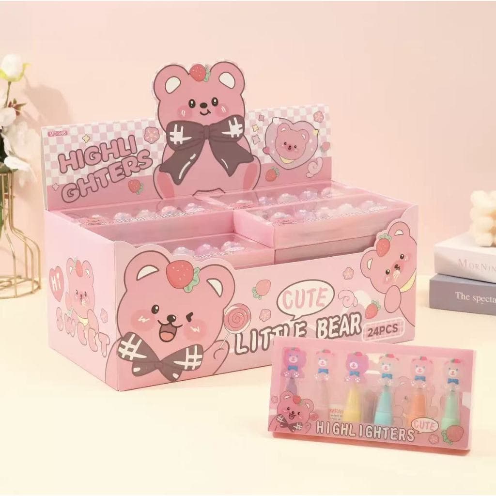 kit 6 Cores marca texto Fofo modelos variados unicórnio,urso,esquilo,astronauta,Pata de gatinho,etc