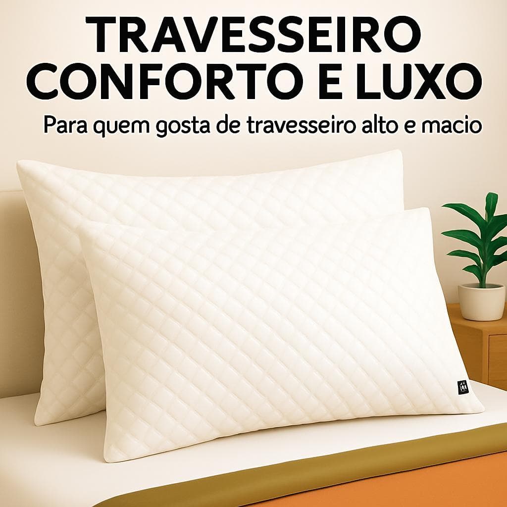 Kit 2 - Travesseiros Premium – Alto, Antialérgico, Antibacteriano e Confortável