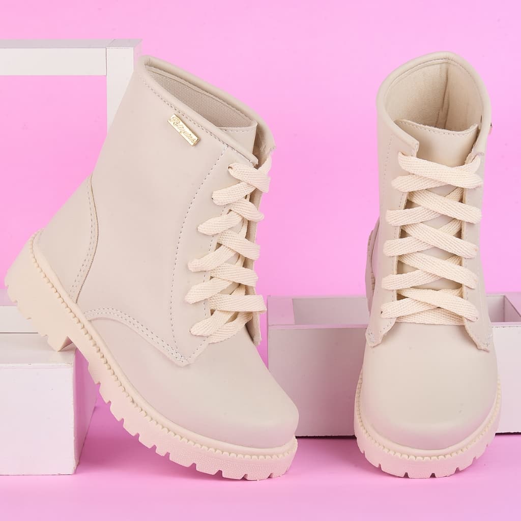 Coturno Bota Liso Básico Infantil Feminino Menina Confortável Jeca Tratorada