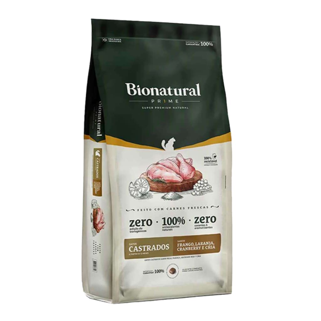 Ração Bionatural Prime para Gatos Castrados sabor Frango 20 KG