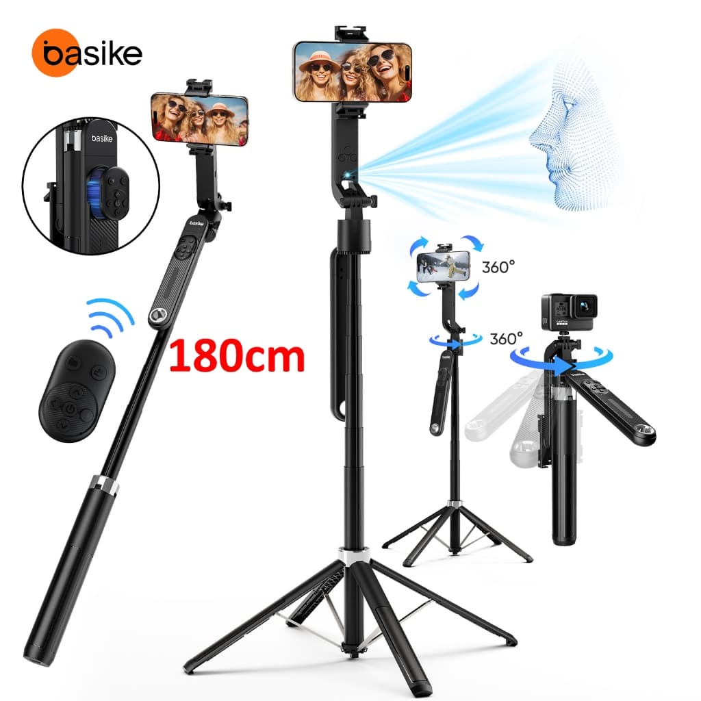 Basike Bastão De Selfie Para Celular Bluetooth Suporte De Quatro Pernas 1.8M Controle Remoto Integrado