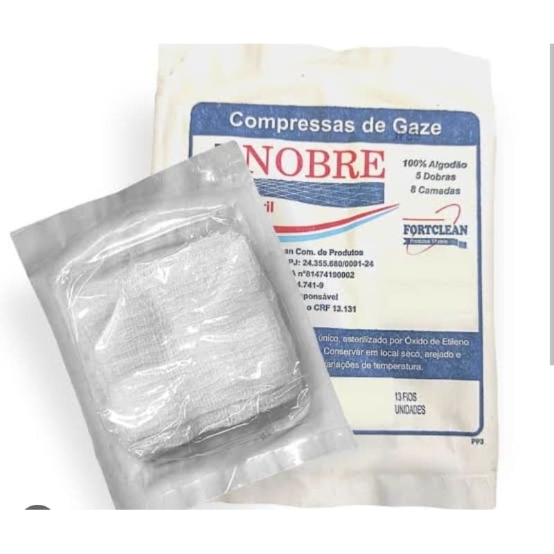Gaze estéril NOBRE 13 fios com 100, 300, 500unidades.curativos, machucados, cuidadores,  10, 30 ou 50 pacotes com 10unid