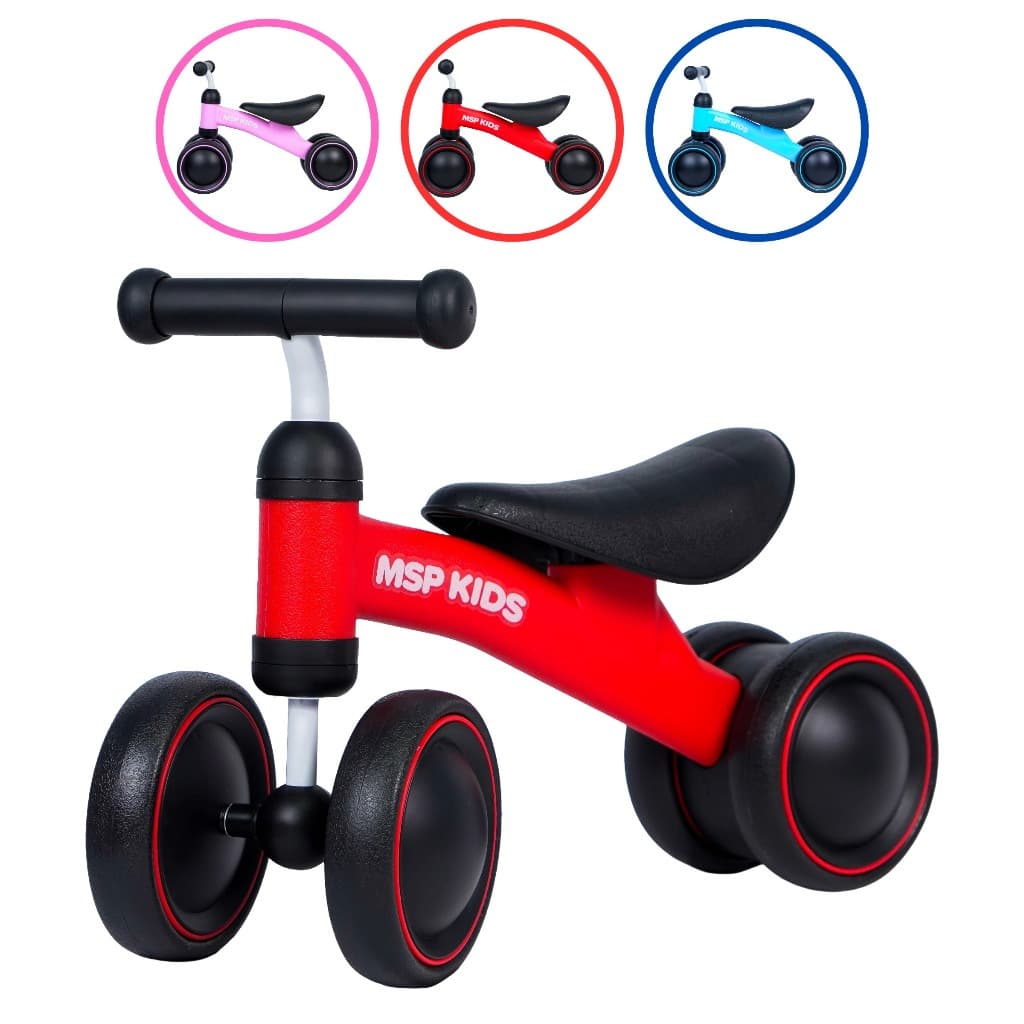 Bicicleta de Equilibio Bebe Andador MSP KIDS Bike Sem Pedal 4 Rodas Seguro