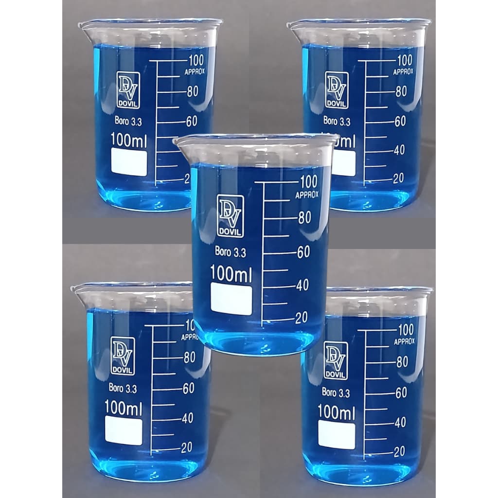 Kit 5 Béquer Becker De Vidro Forma Baixa (griffin) 100ml